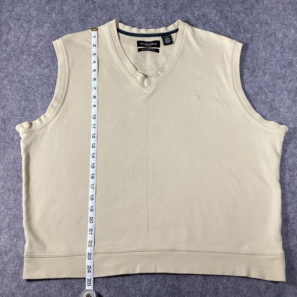 Jack Nicklaus Golden Bear Mens V-Neck Golf Sweater Vest Size Large Beige Cotton - Picture 7 of 11